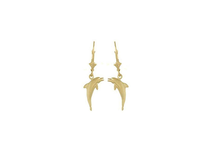 Gold Plated 3d Dolphin Animal Earrings